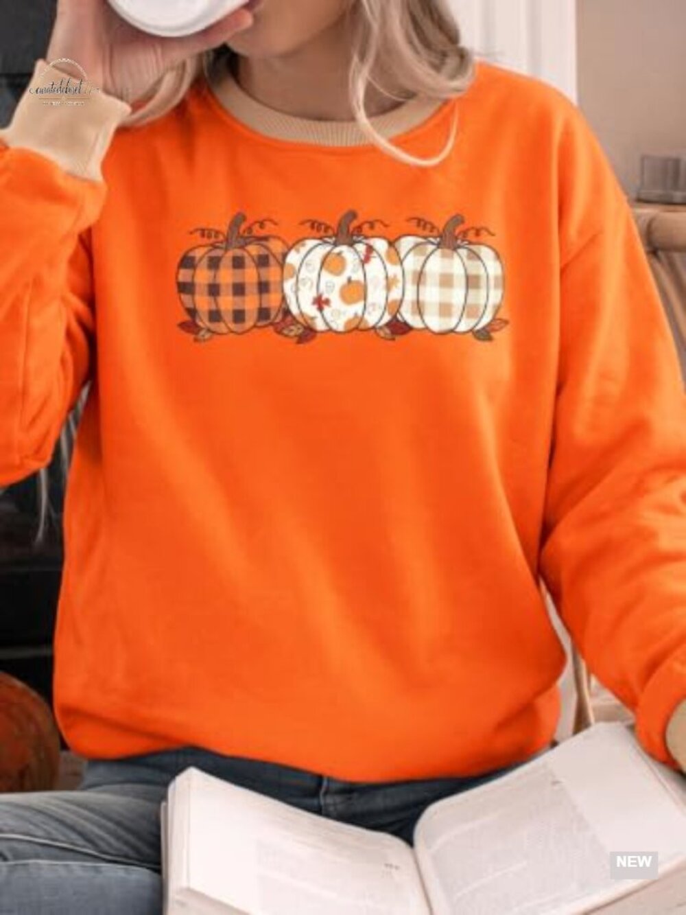 Women's Fall Pumpkin Graphic Crewneck Sweatshirt Long Sleeve Thanksgiving - Picture 4 of 6